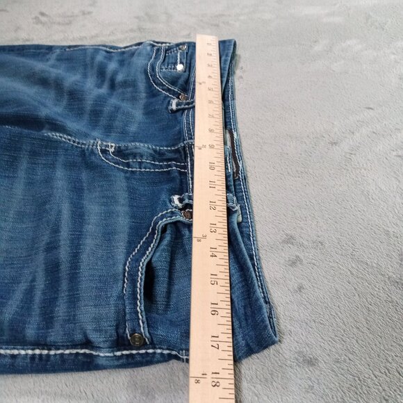 BKE Harper Bootcut Jeans Women 35x32, Tag 31x33.5 Blue Stretch Thick Stitch - Picture 8 of 14
